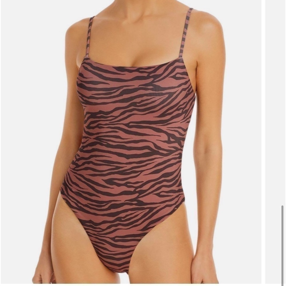 Aqua Swim NWT Square Neck Low Back One Piece Bathing Suit in Tiger Print NWT